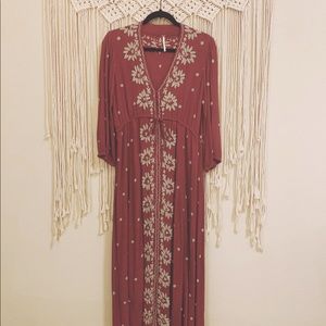 Free People - Midi Embroidered Dress